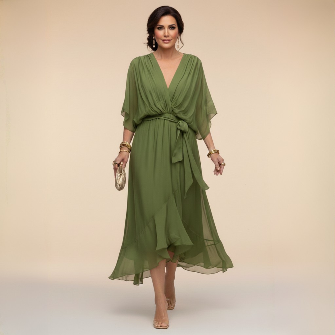 Rosemary Flowing V-Neck Silhouette Dress