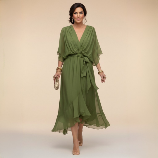 Rosemary Flowing V-Neck Silhouette Dress