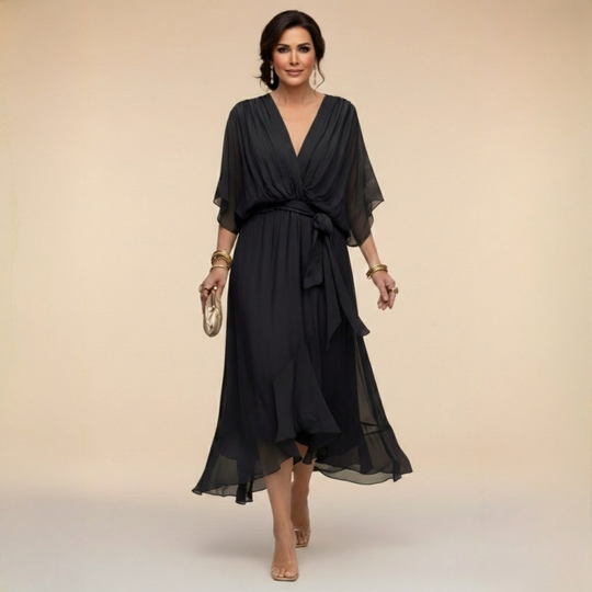 Rosemary Flowing V-Neck Silhouette Dress