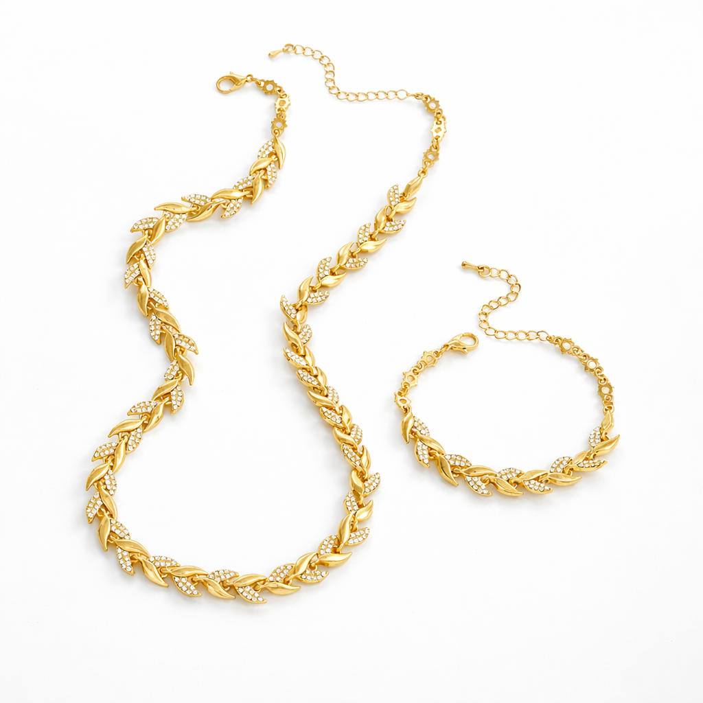Rose Necklace & Bracelet Mermaid Set