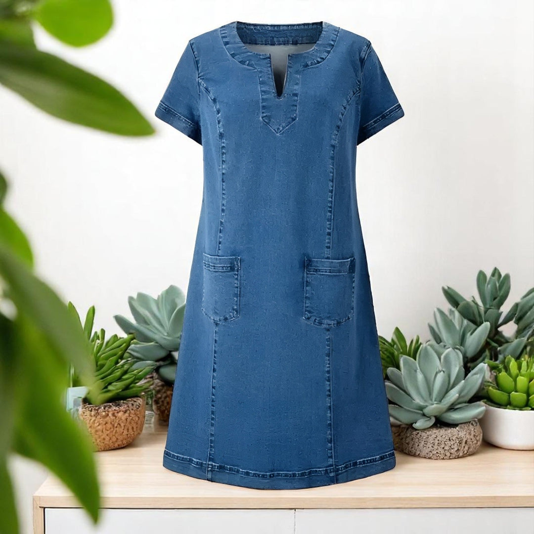 Tracey Soft Denim Dress with Front Pockets