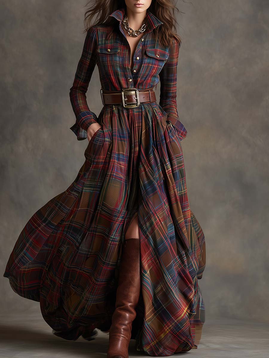 Sophie Checked Maxi Dress