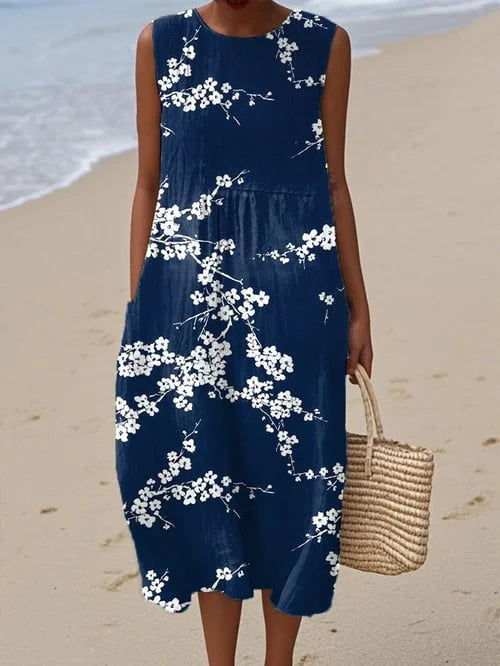 Tess Elegant Floral Print Midi Dress