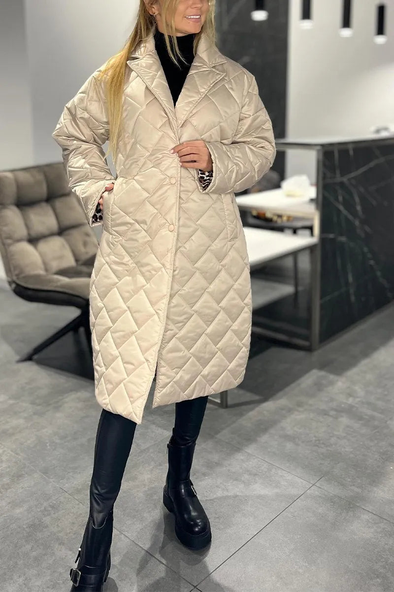 Evie Reversible Quilted Coat with Leopard Lining
