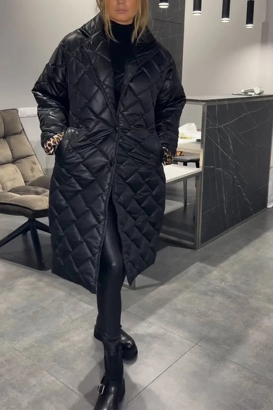 Evie Reversible Quilted Coat with Leopard Lining