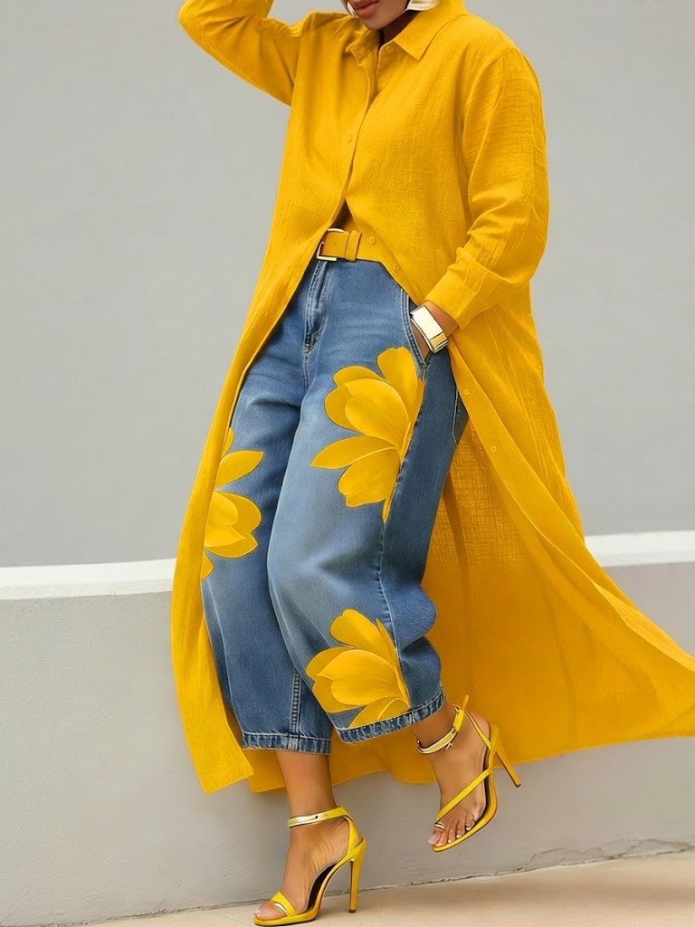 Daniella Linen Dress & Denim Floral Set
