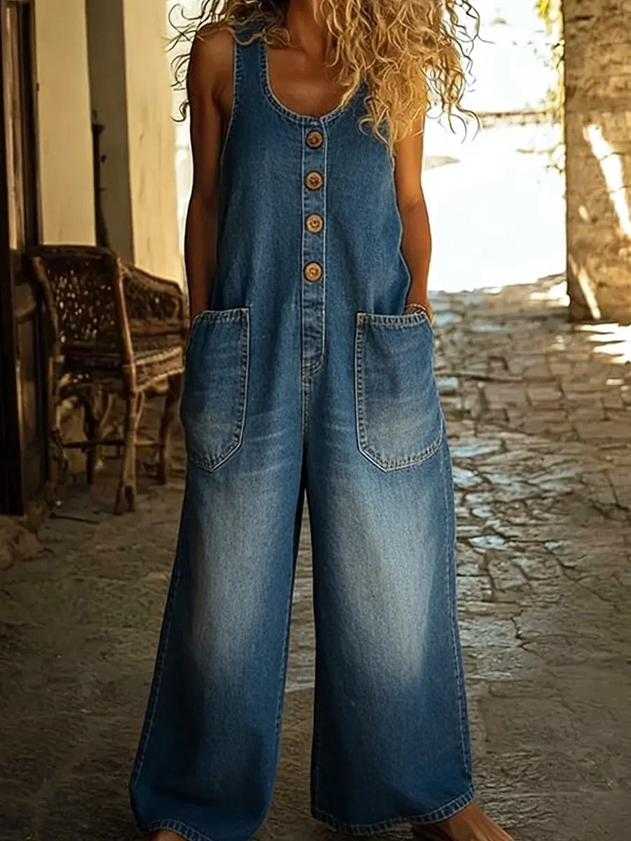 Kathy Vintage Washed Denim Overalls