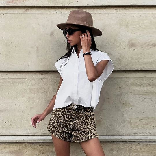 Sanne Leopard Print Shorts